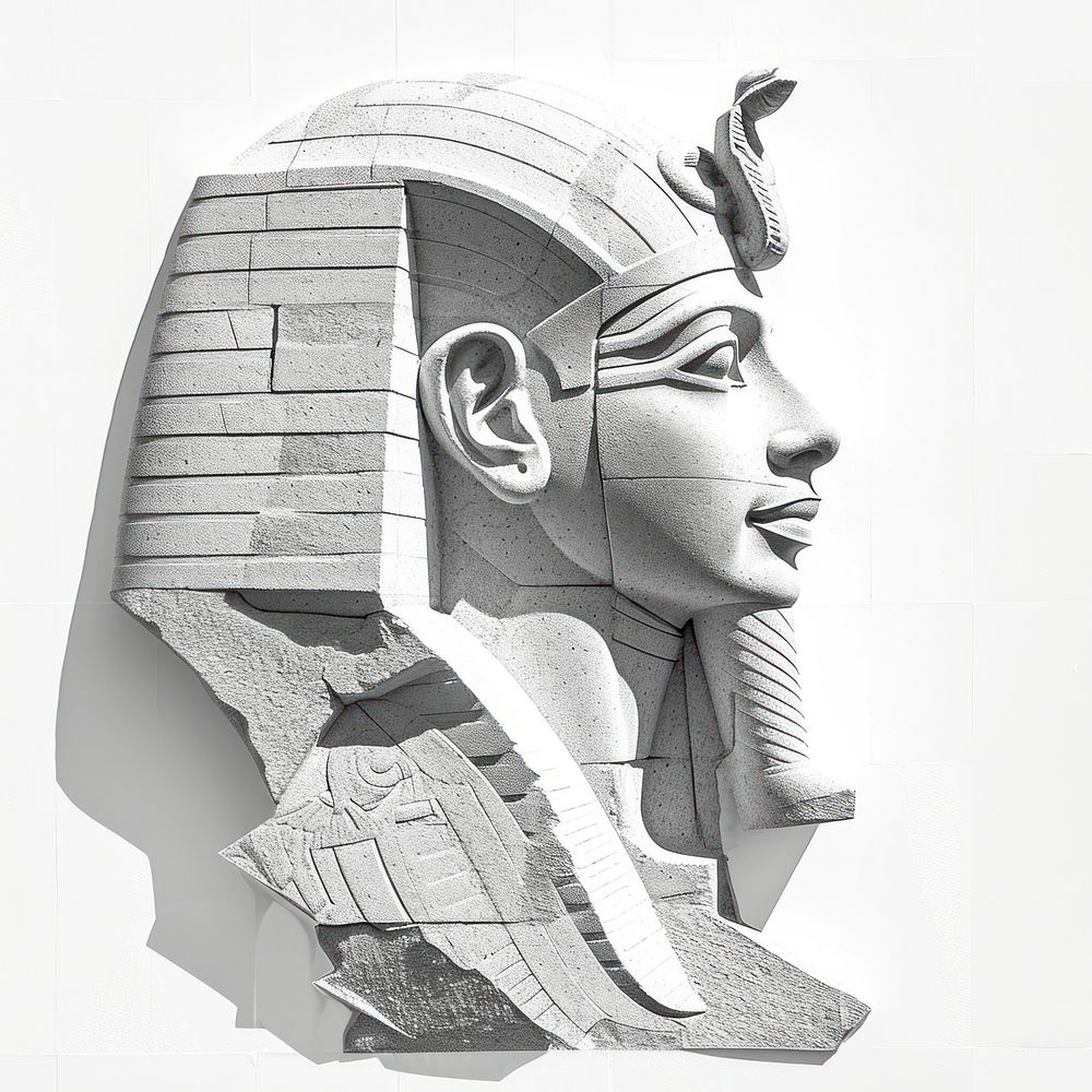 Bas-relief a pharaoh sculpture texture portrait drawing statue.