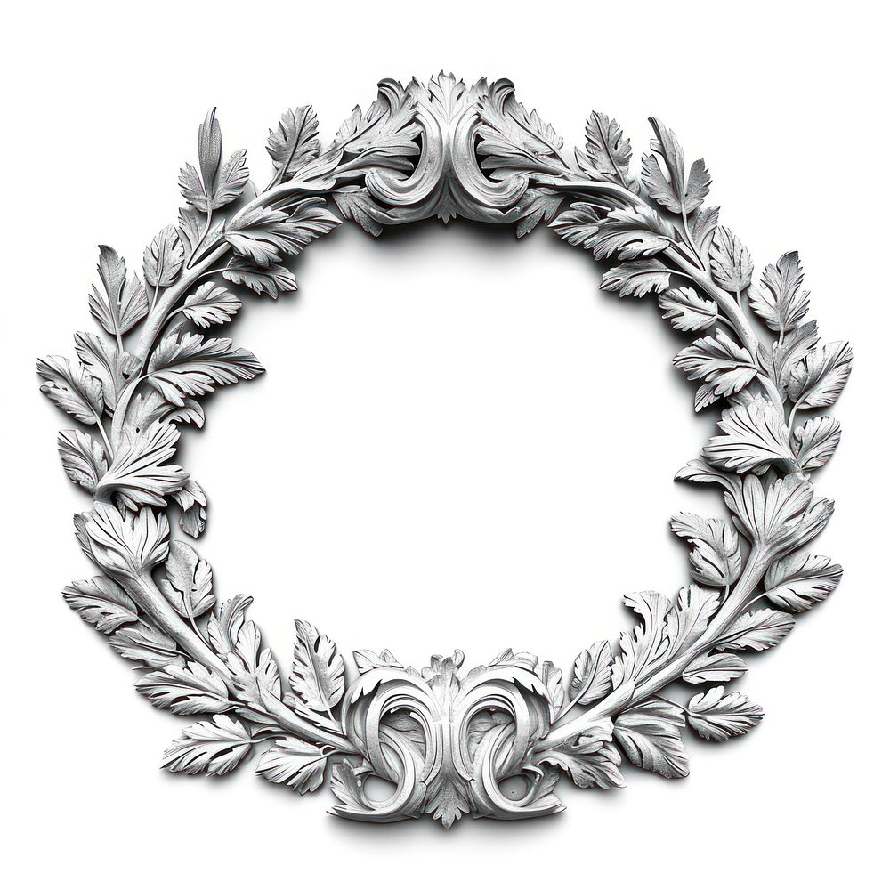 Bas-relief a renaissance wreath sculpture texture jewelry white background accessories.