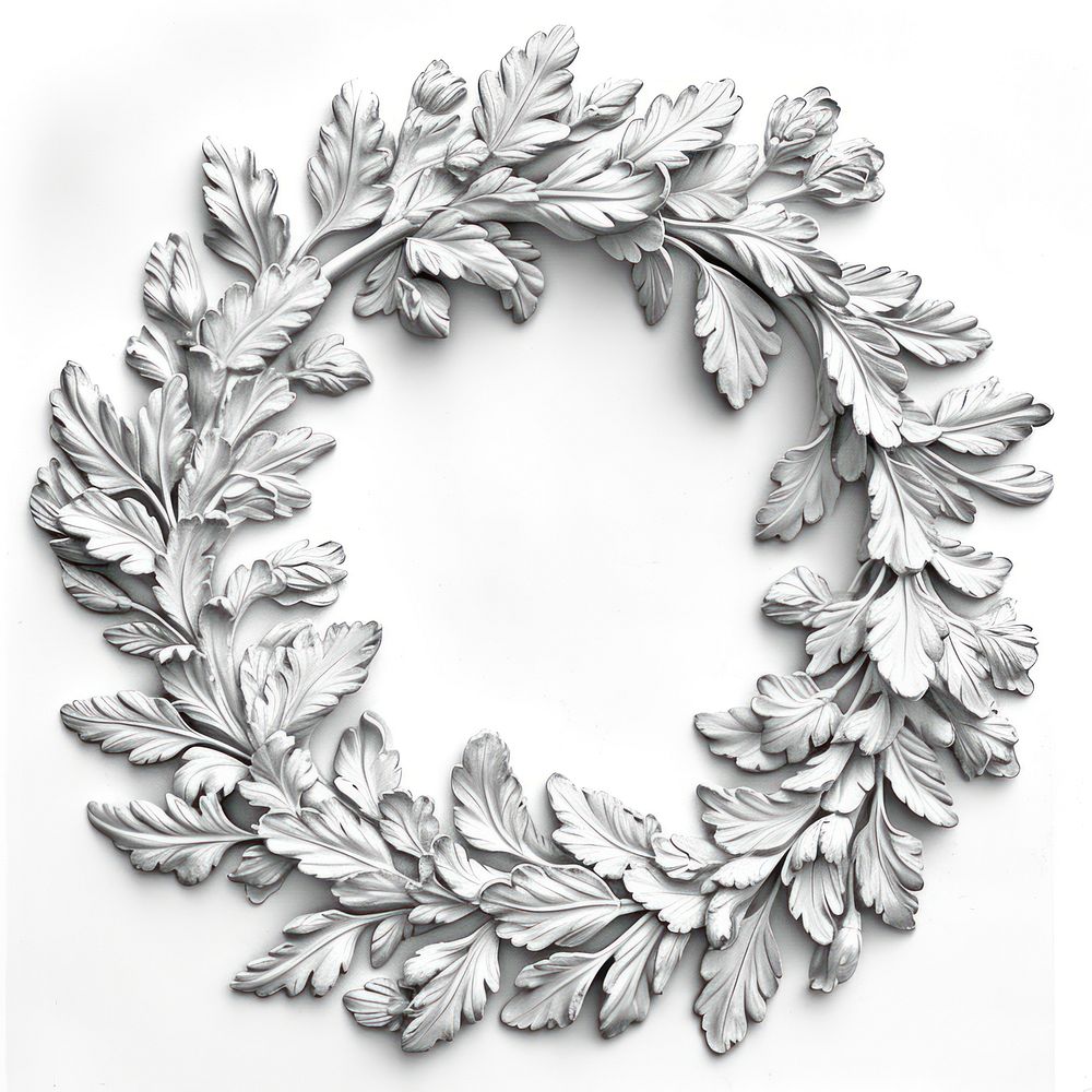 Bas-relief a renaissance wreath sculpture texture white white background monochrome.