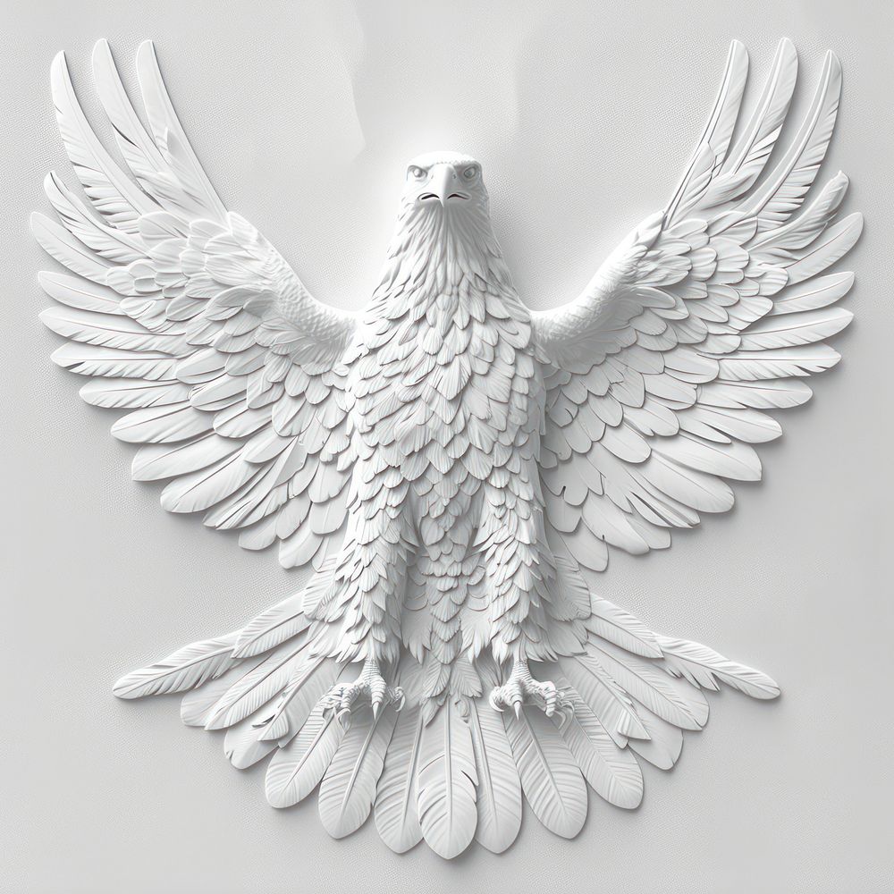 Bas-relief Eagle heraldry texture white animal bird.