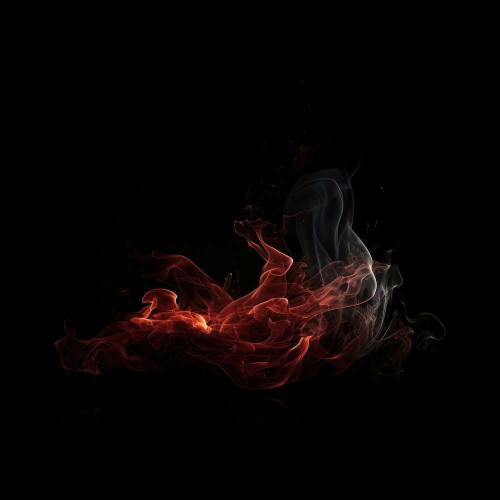 Fire black smoke black background.