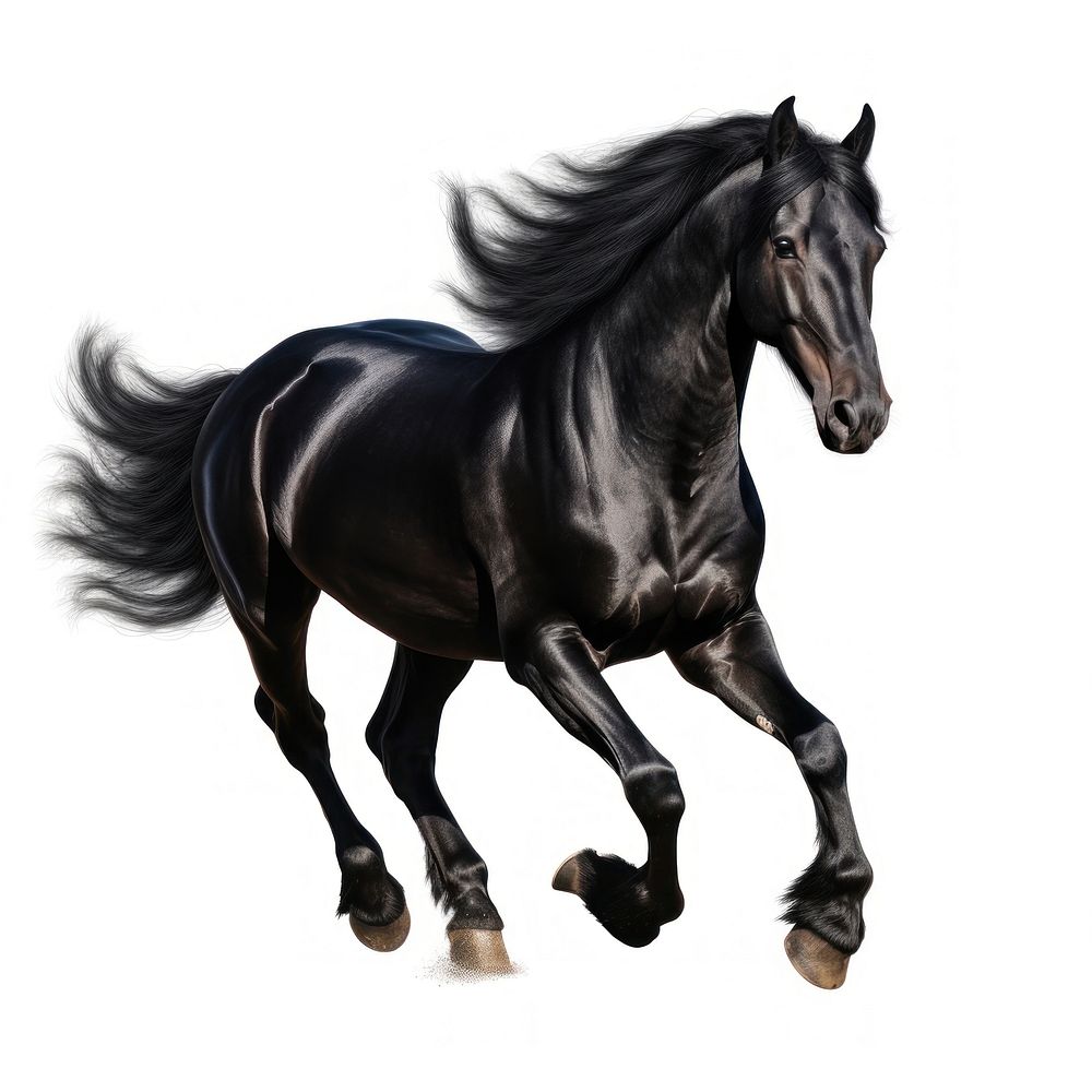 Galloping black horse stallion mammal animal.