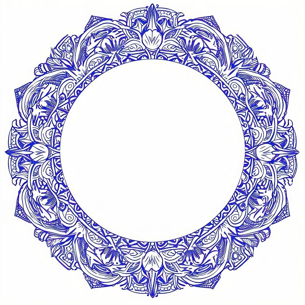 Circle frame of tribal pattern sketch porcelain dishware.