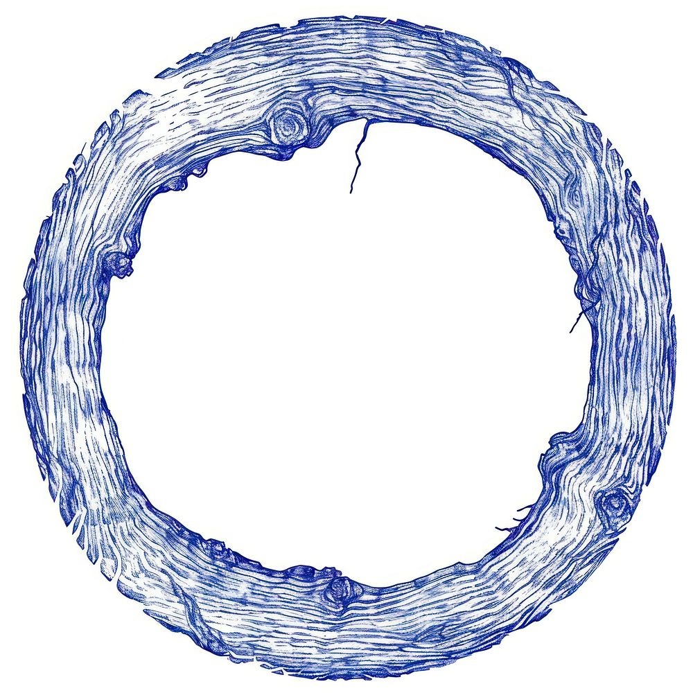 Circle frame of wood drawing sketch blue.