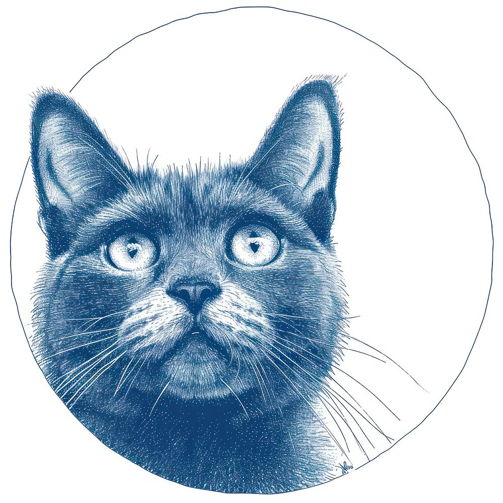 Circle frame of cat drawing sketch mammal.