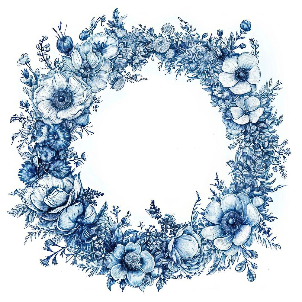 Circle frame of flower wreath pattern white background accessories.