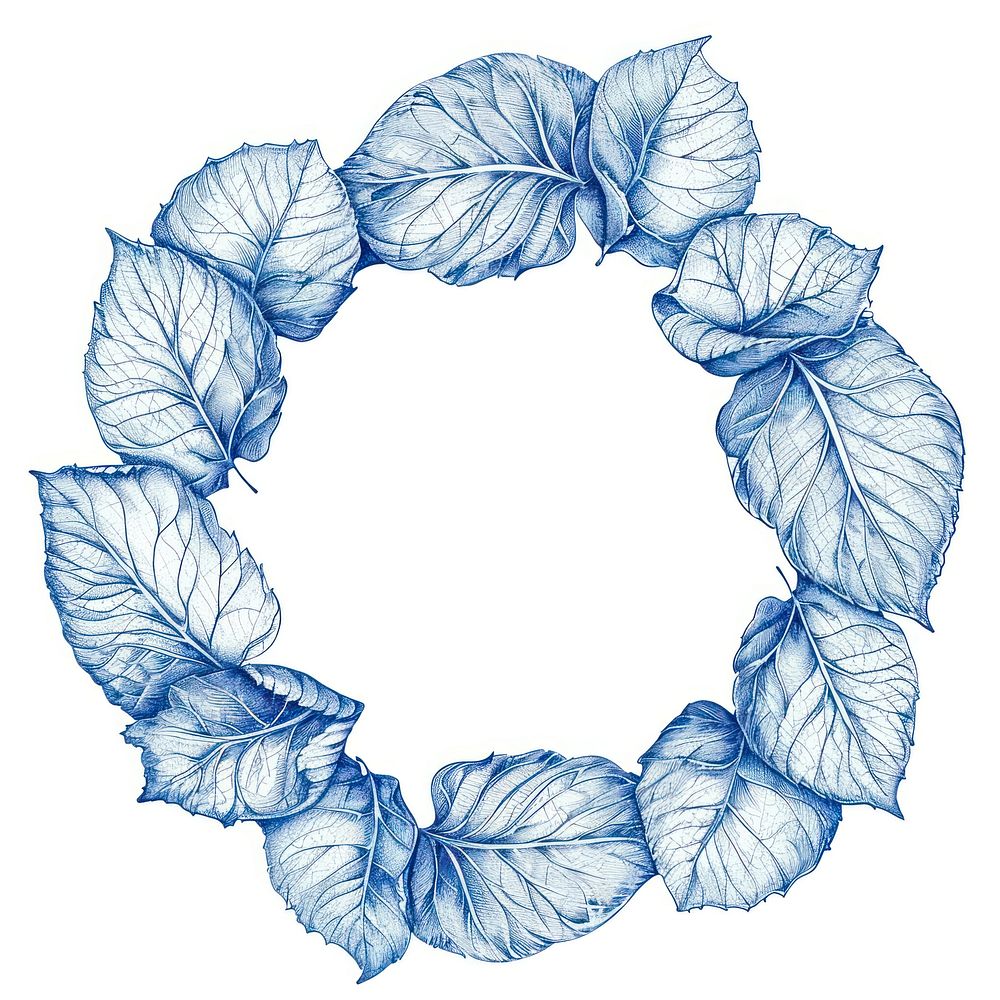 Circle frame of leaf sketch wreath plant.