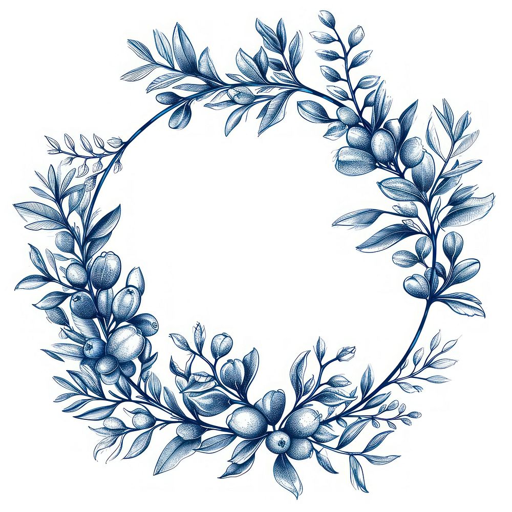 Circle frame of mistletoe pattern wreath sketch.