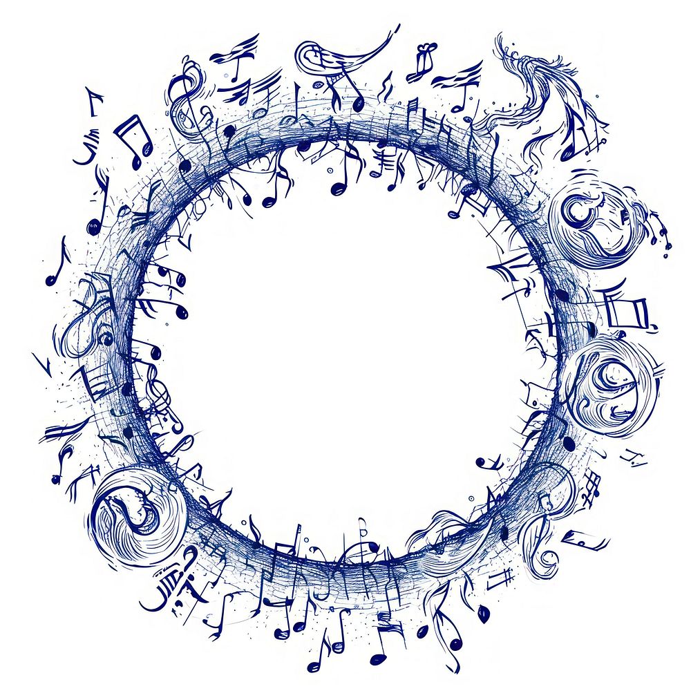 Circle frame of music drawing sketch pattern.