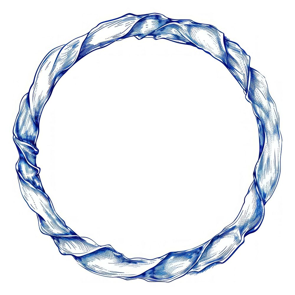 Circle frame of ribbon jewelry sketch blue.