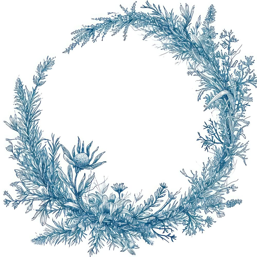 Circle frame of summer wreath sketch plant.