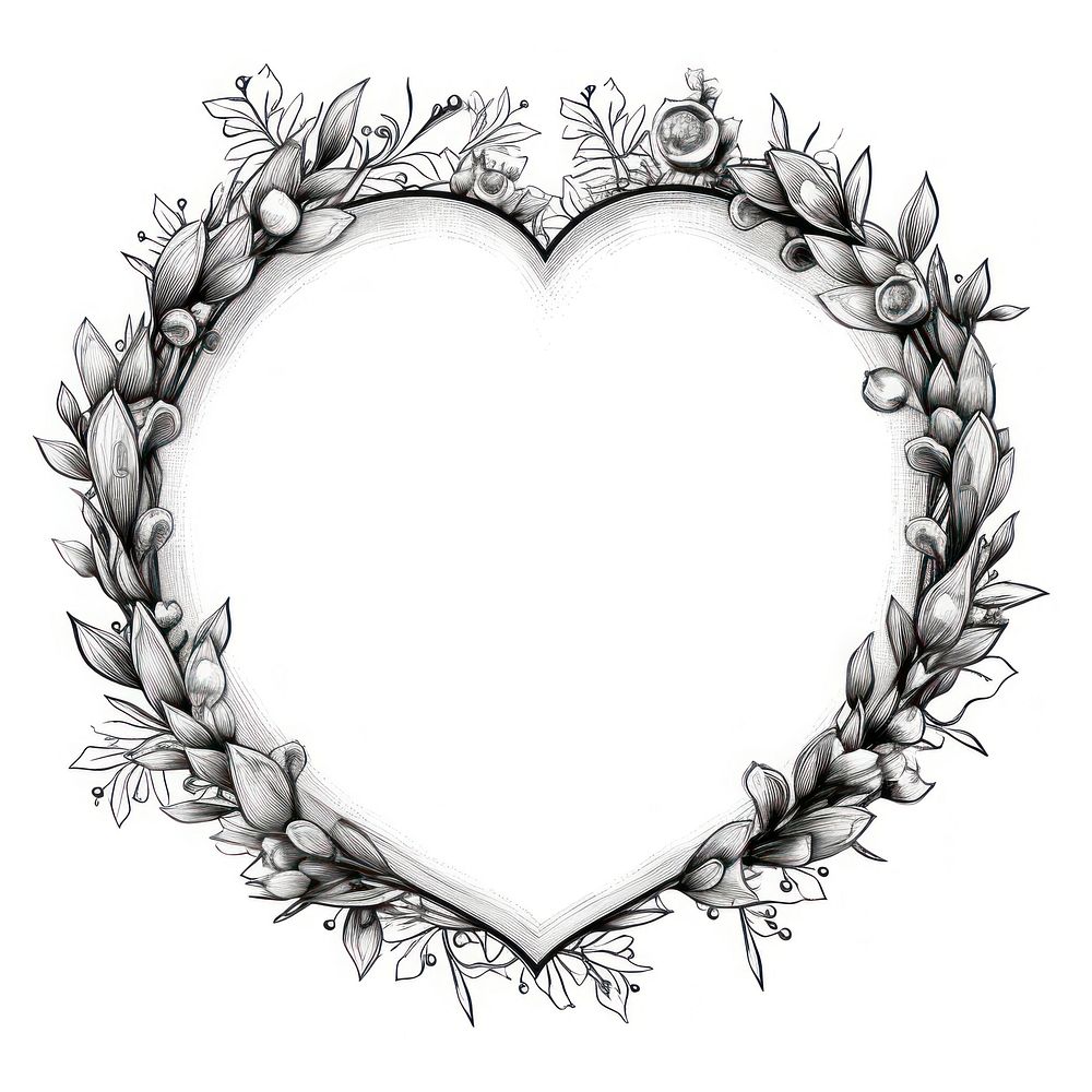 Circle frame with Valentines drawing sketch white background.