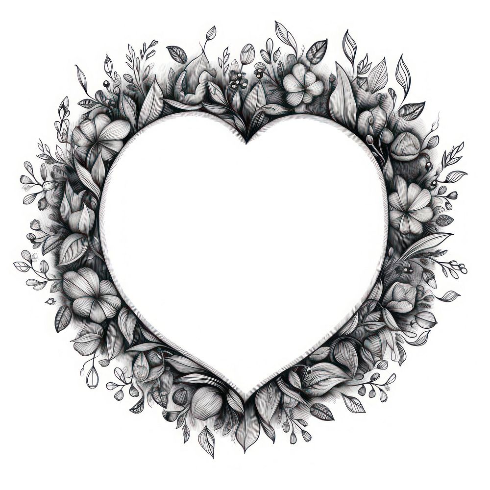 Circle frame with Valentines drawing sketch white background.