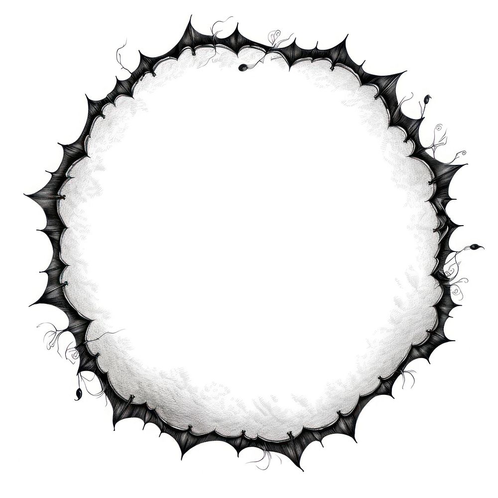 Circle frame with bat sketch white white background.