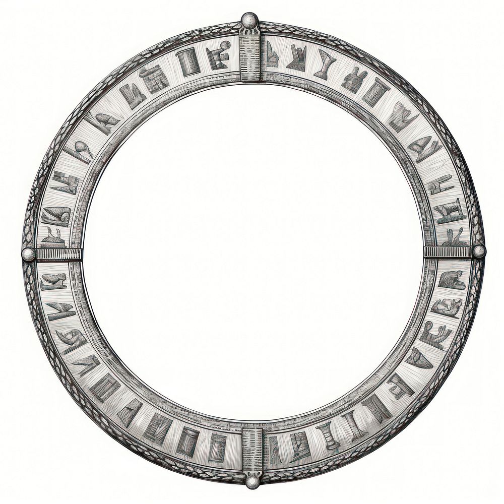 Circle frame with egypt jewelry white background architecture.