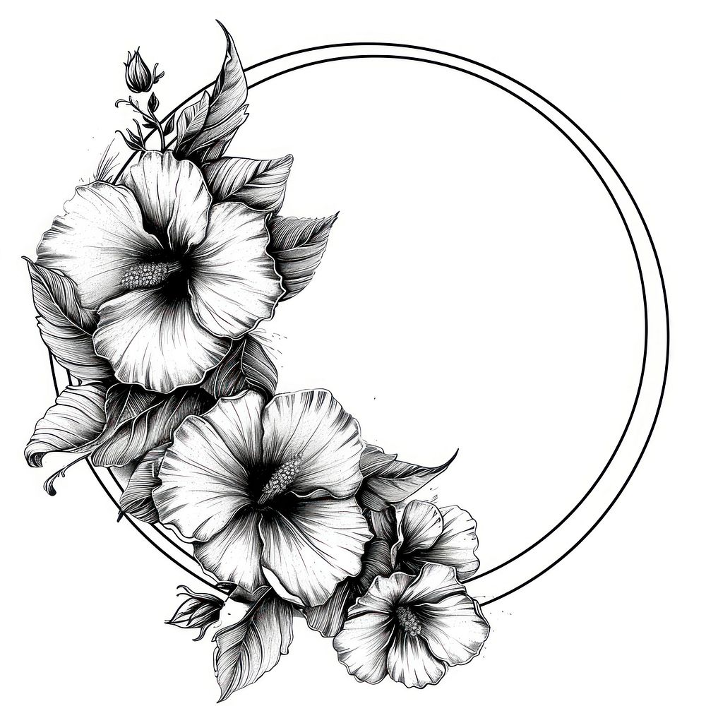 Flower drawing sketch circle.