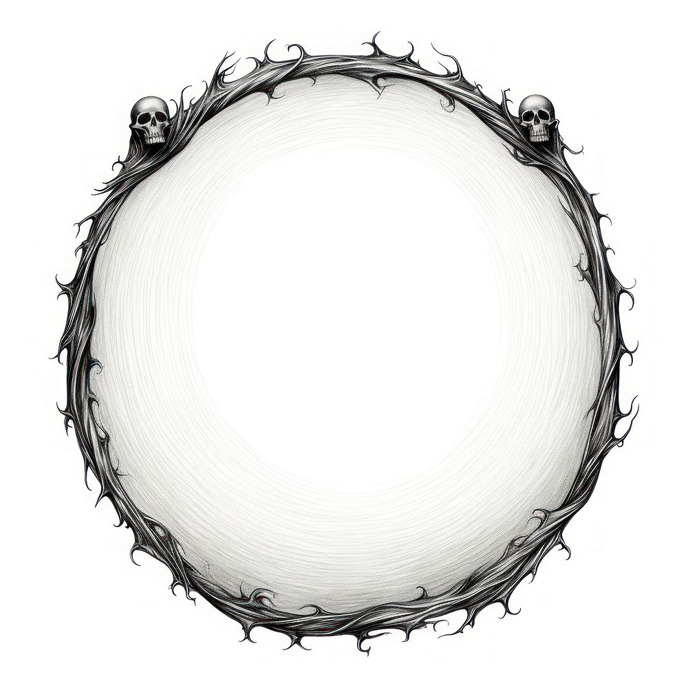Circle frame with ghost sketch white background membranophone.