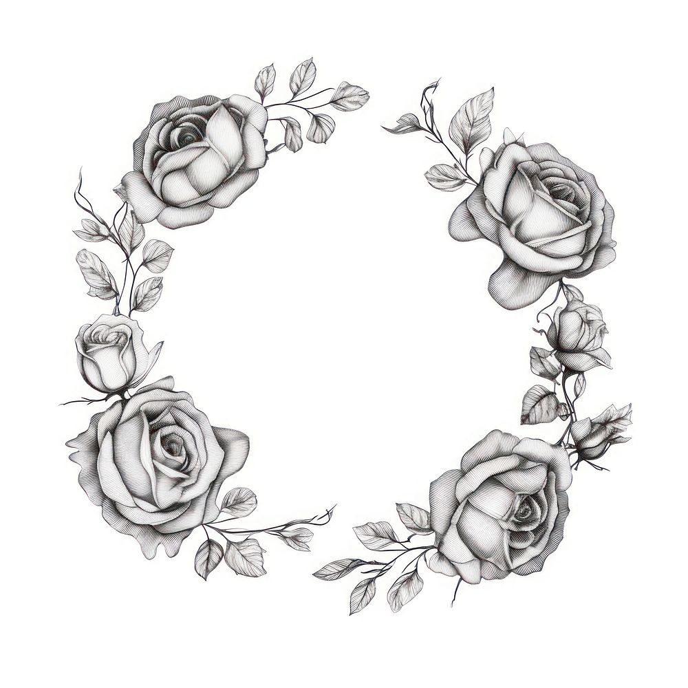 Roses flower drawing sketch pattern.