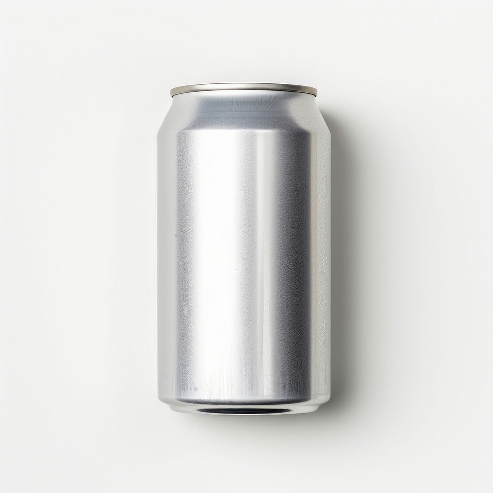 Aluminium can aluminum drink white background.