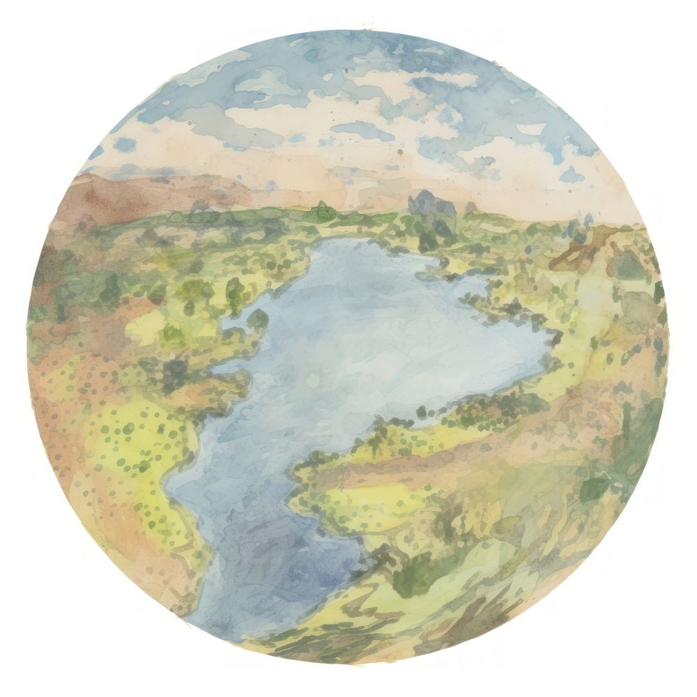 Illustration of a earth lake tranquility reflection.