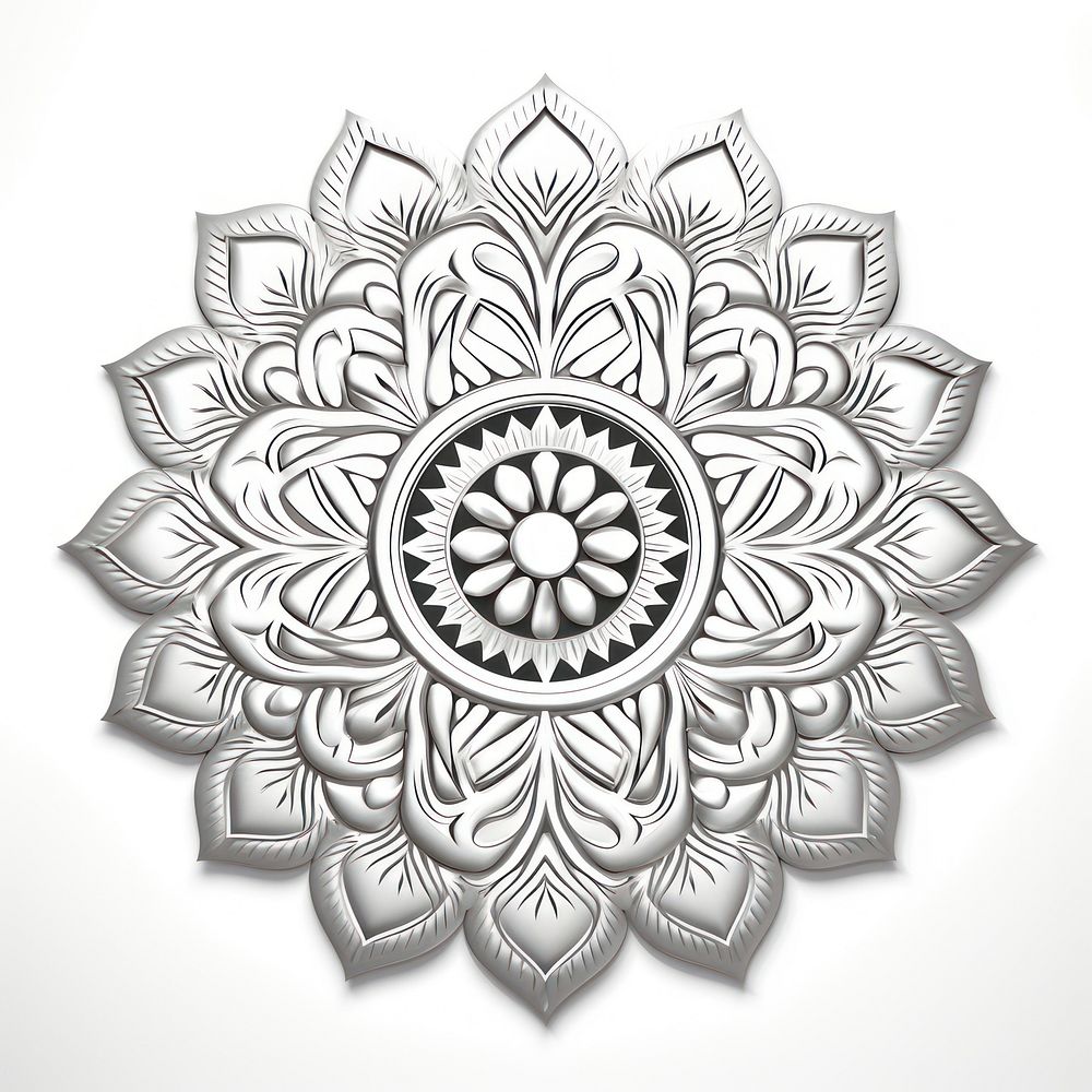 Pattern silver Mandala drawing. AI generated Image by rawpixel.