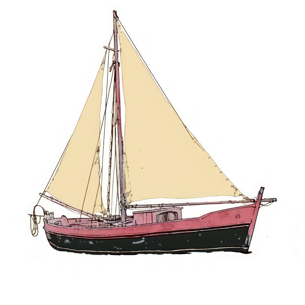 Illustration of a sailboat watercraft vehicle white background.