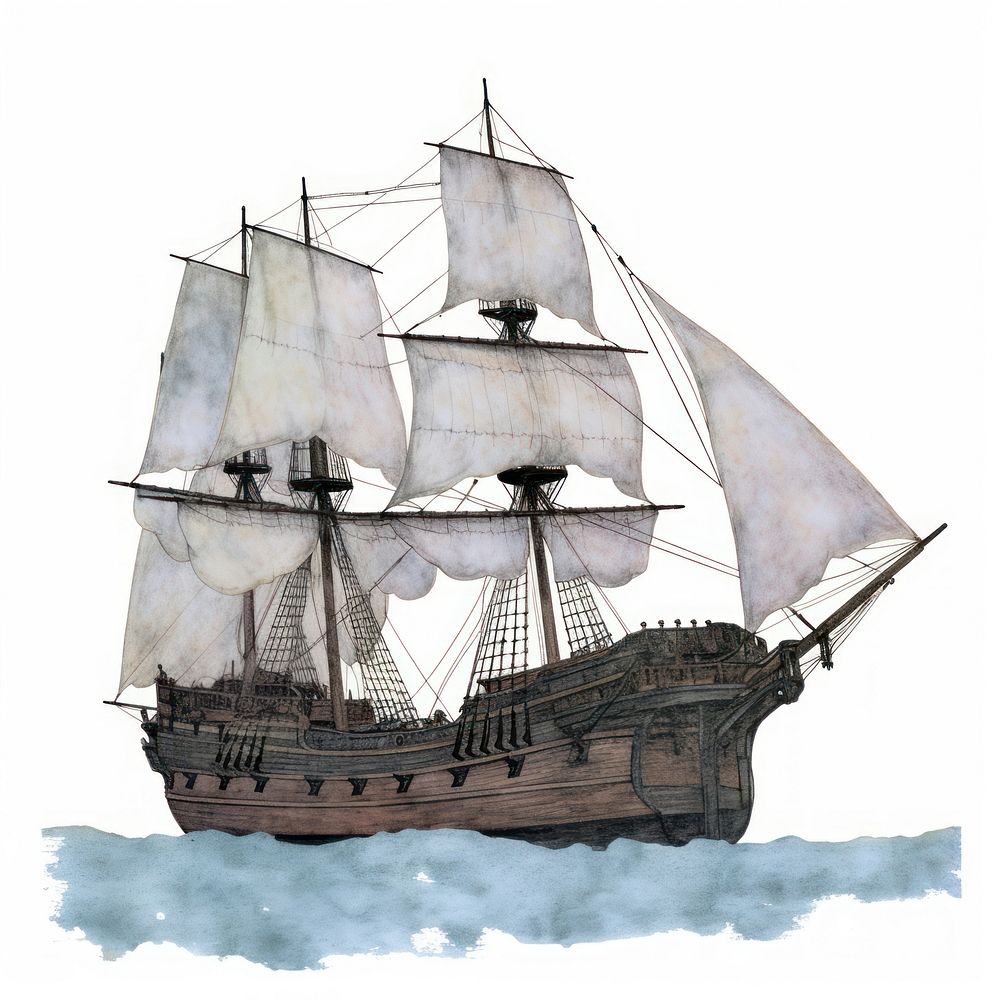 Illustration of a ship sailboat vehicle sketch.