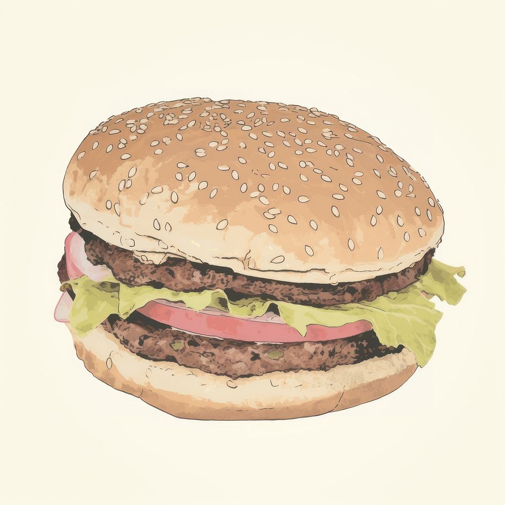 Illustration of burger food hamburger vegetable.