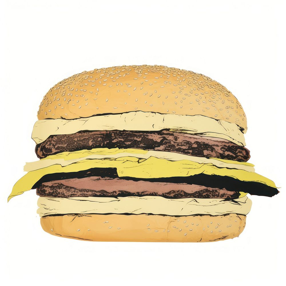 Illustration of burger food white background hamburger.