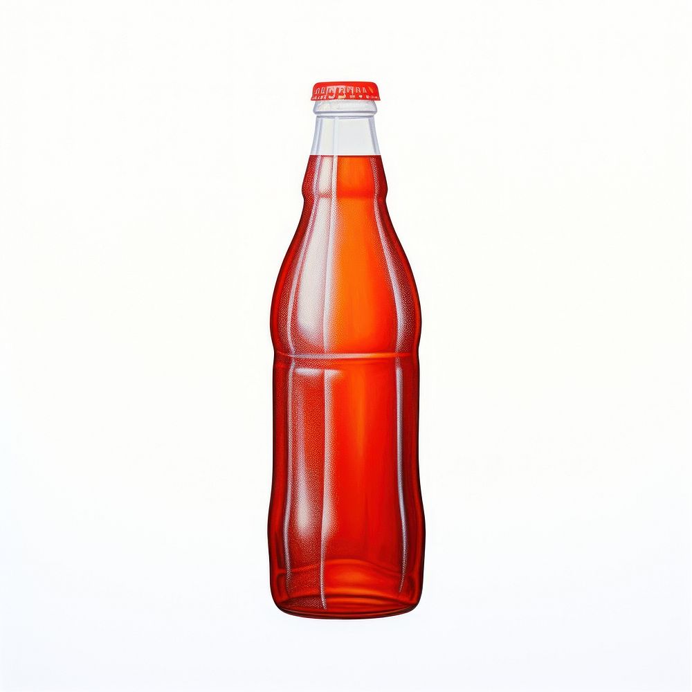 Surrealistic painting of cola bottle drink white background.