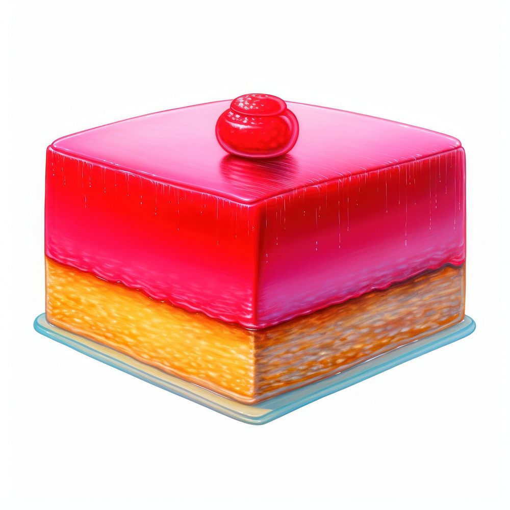 Surrealistic painting of cake food white background confectionery.