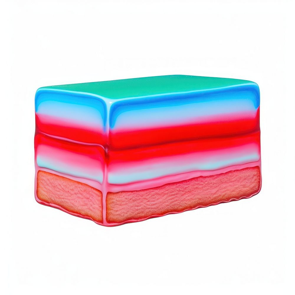 Surrealistic painting of cake white background rectangle pattern.
