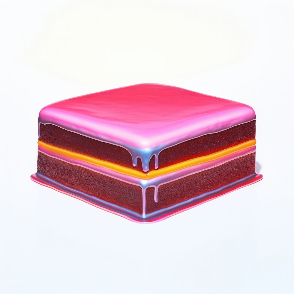 Surrealistic painting of cake white background rectangle furniture.