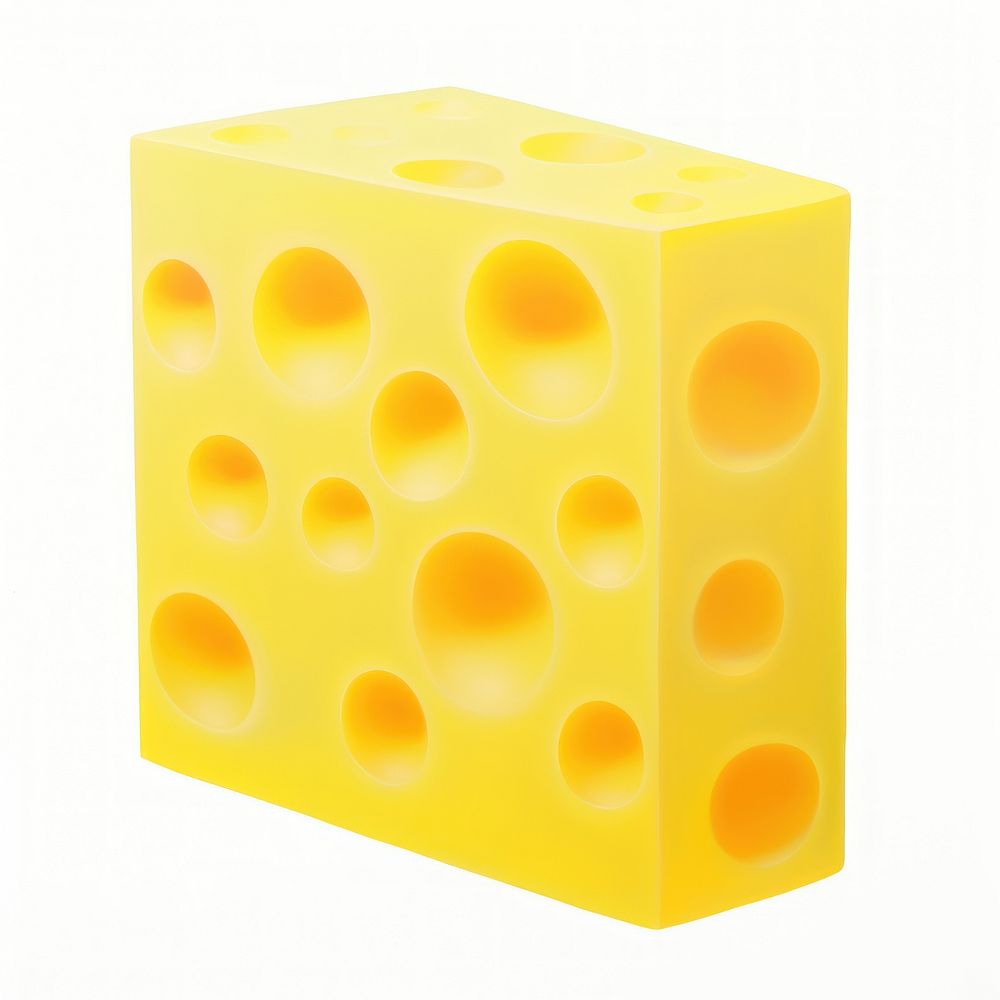 Surrealistic painting of cheese dice parmigiano-reggiano white background.