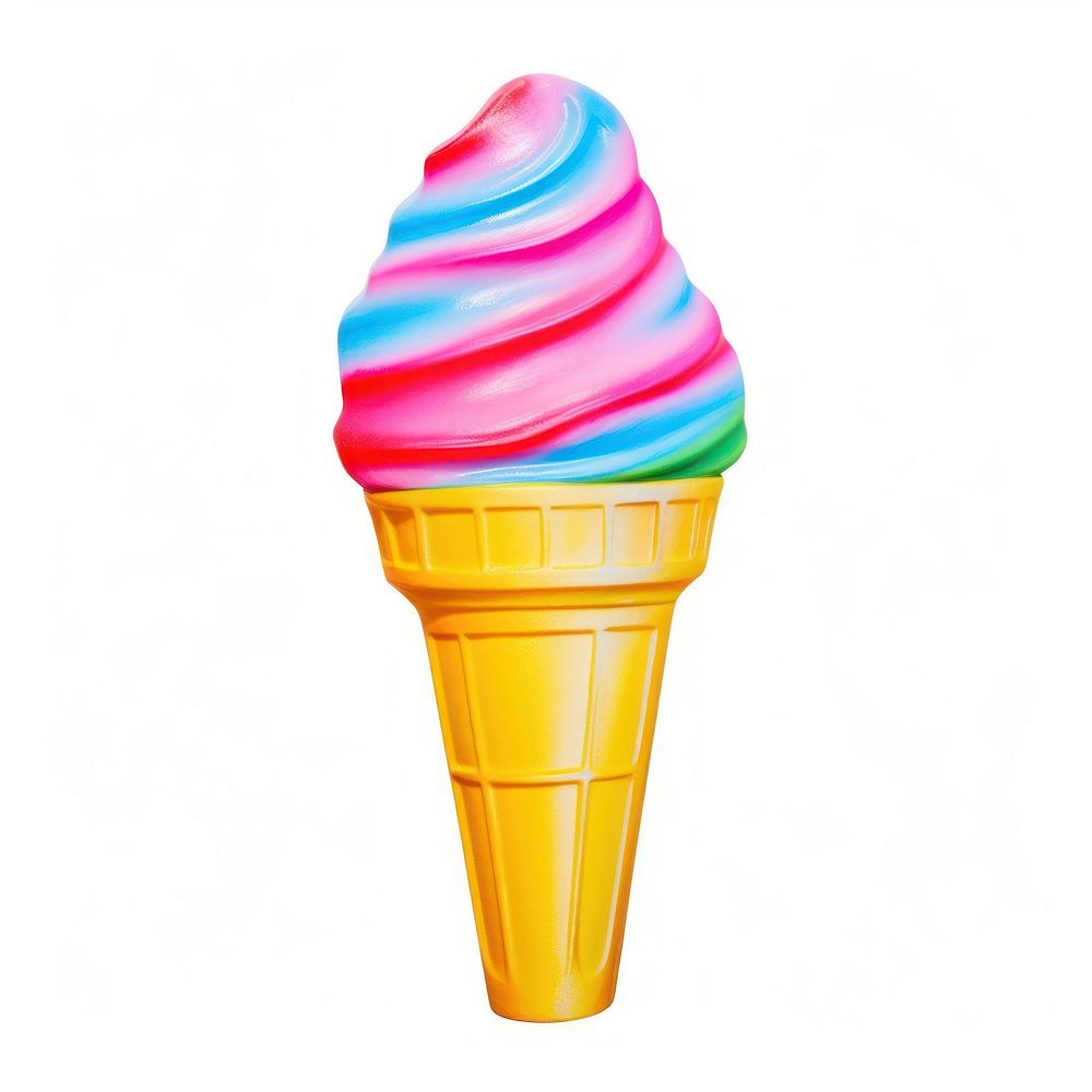 Surrealistic painting of ice cream sunday dessert food cone.