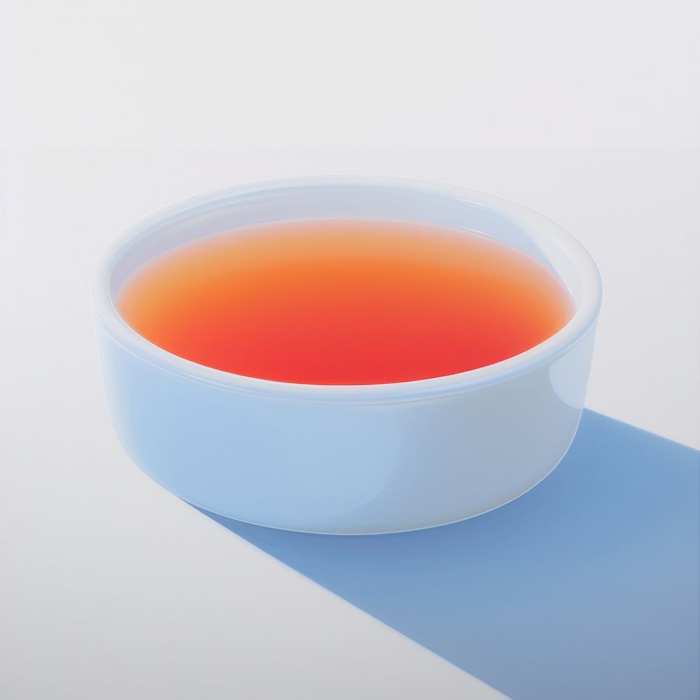Surrealistic painting of soup bowl tea cup.
