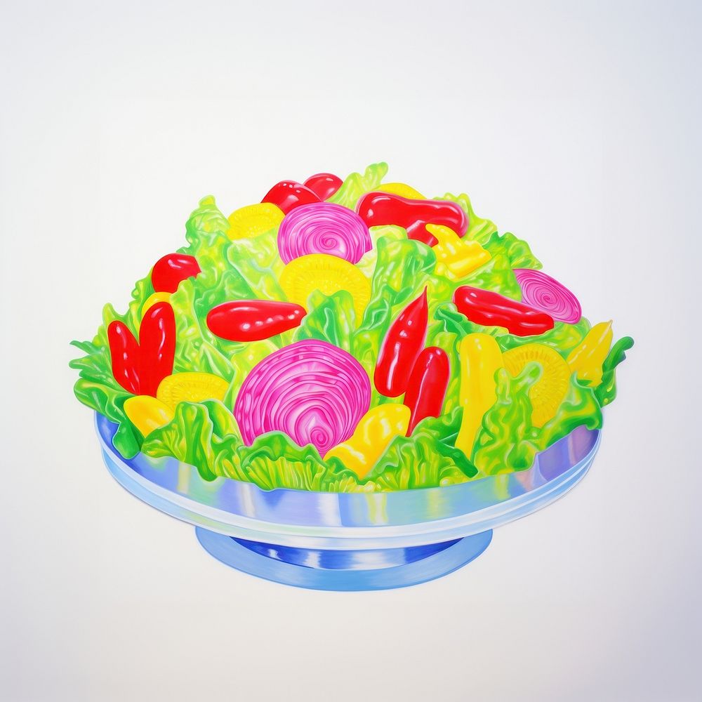 Surrealistic painting of salad vegetable lettuce food.