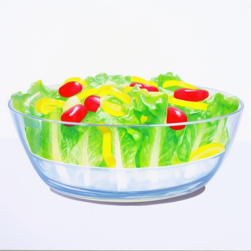 Surrealistic painting of salad vegetable lettuce food.
