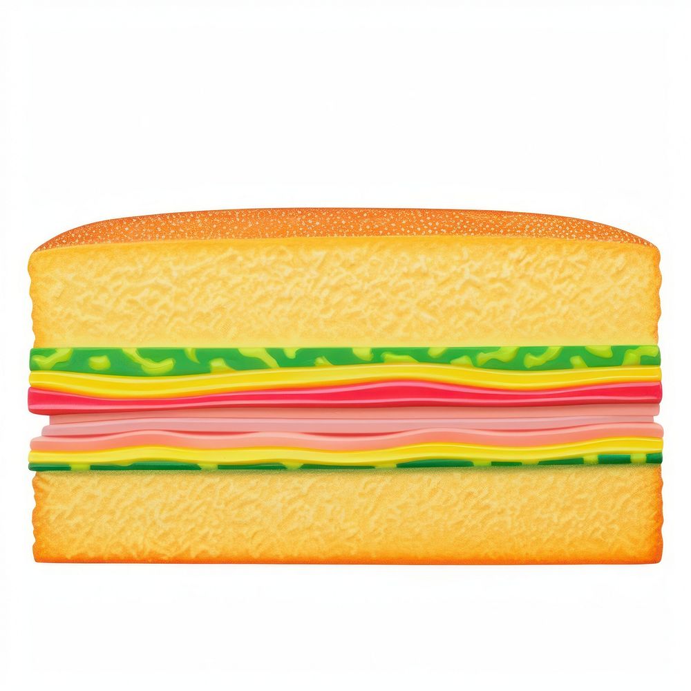 Surrealistic painting of sandwich food white background hamburger.