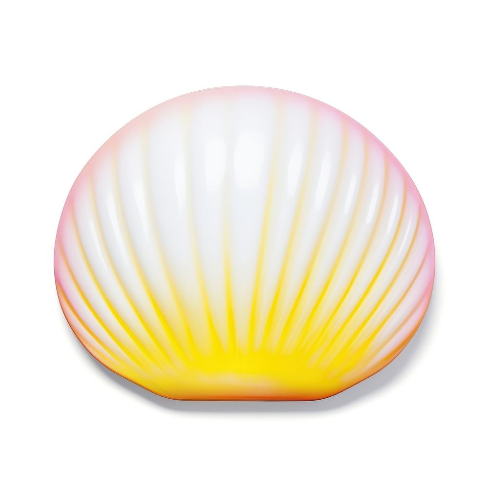 Surrealistic painting of shell seashell clam white background.