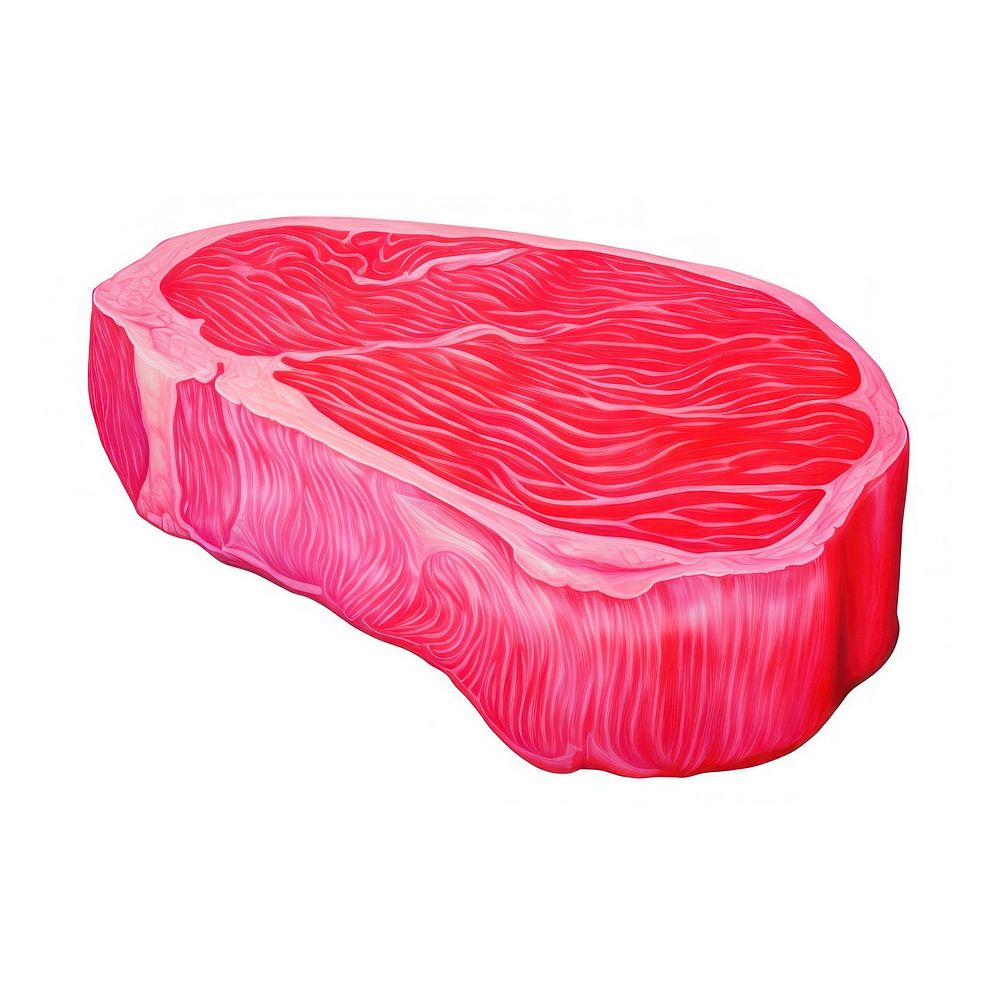 Surrealistic painting of steak food meat white background.