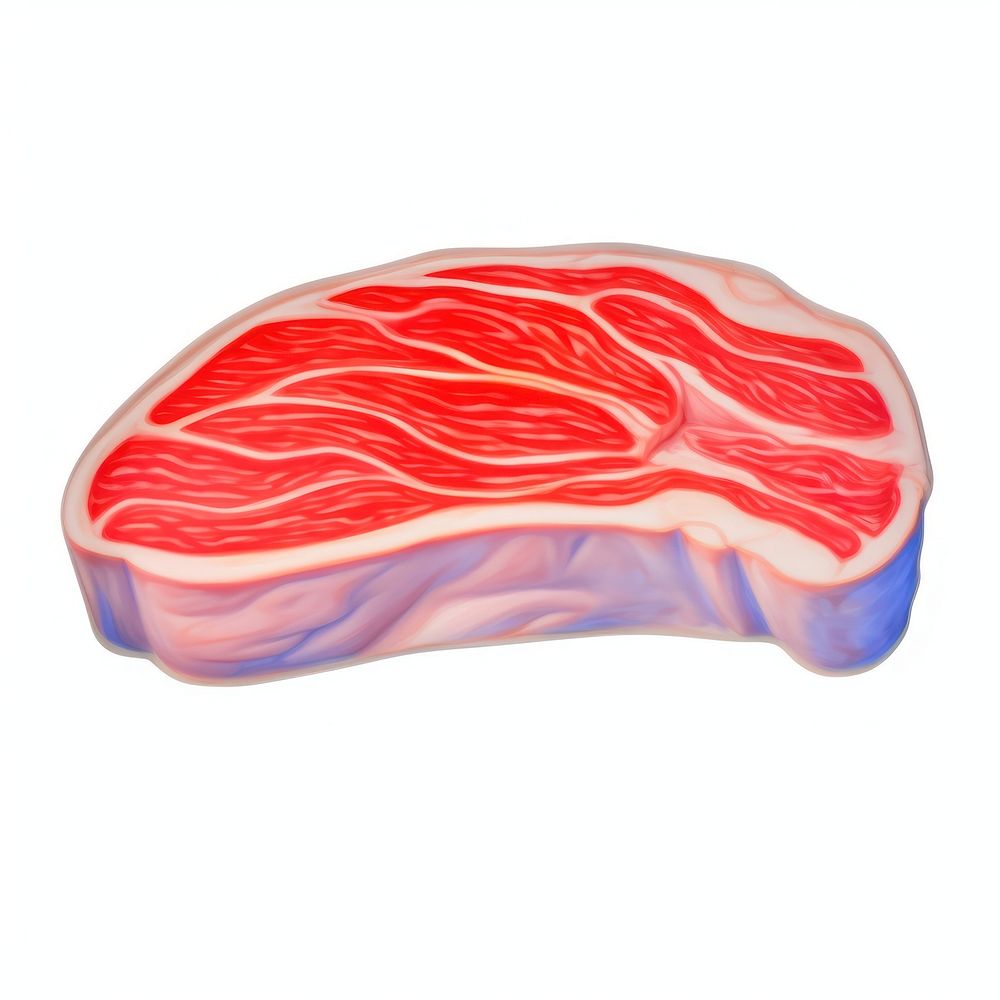Surrealistic painting of steak food white background biology.