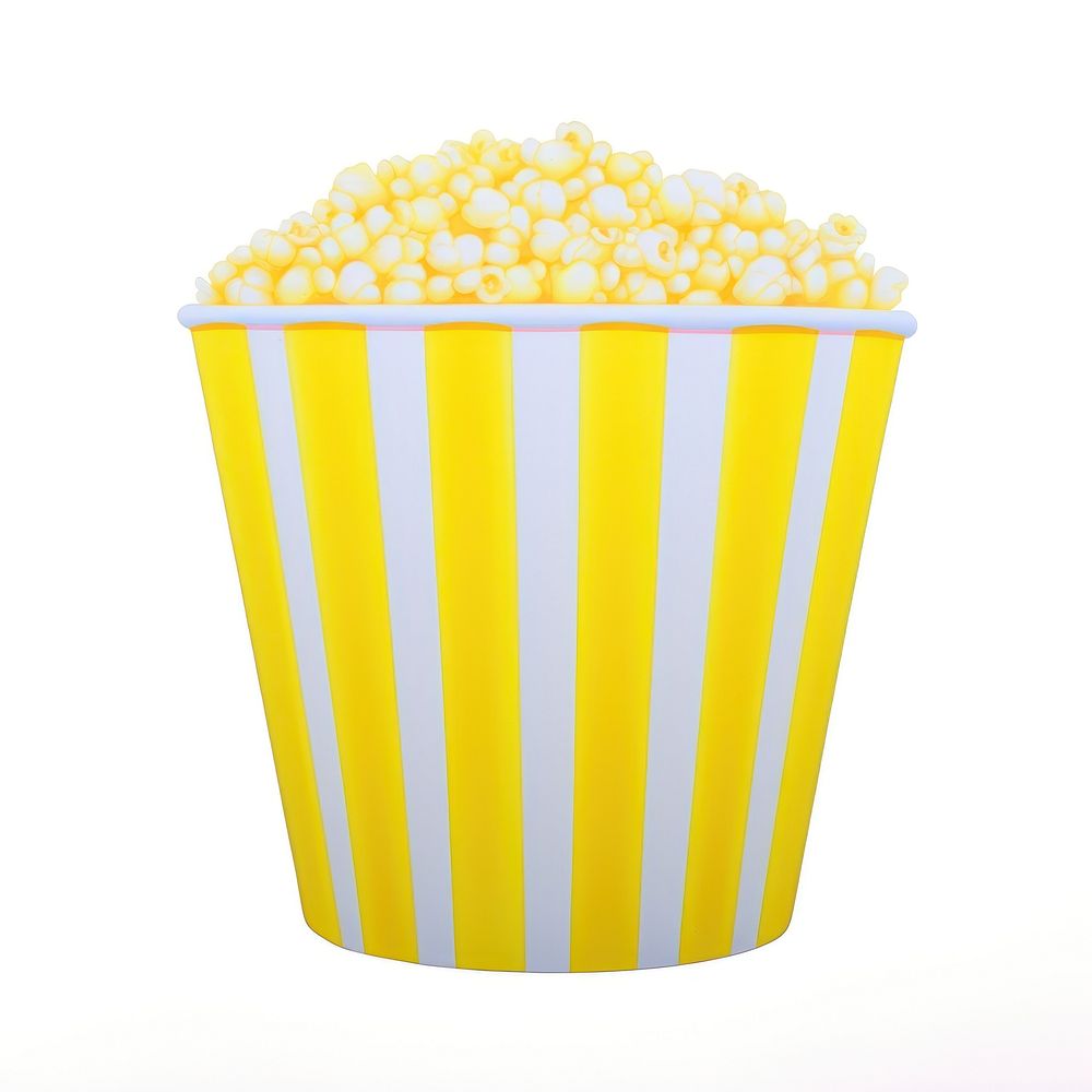 Surrealistic painting of popcorn food white background freshness.