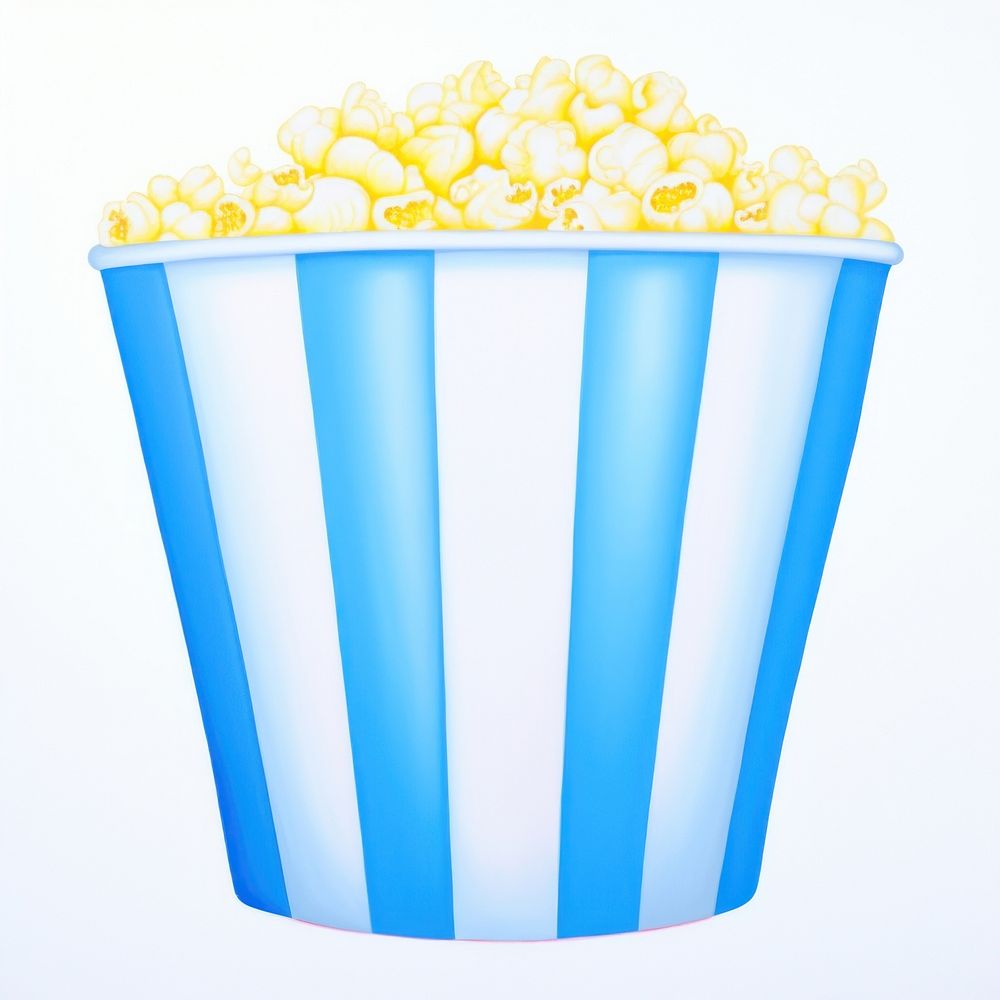 Surrealistic painting of popcorn food white background striped.