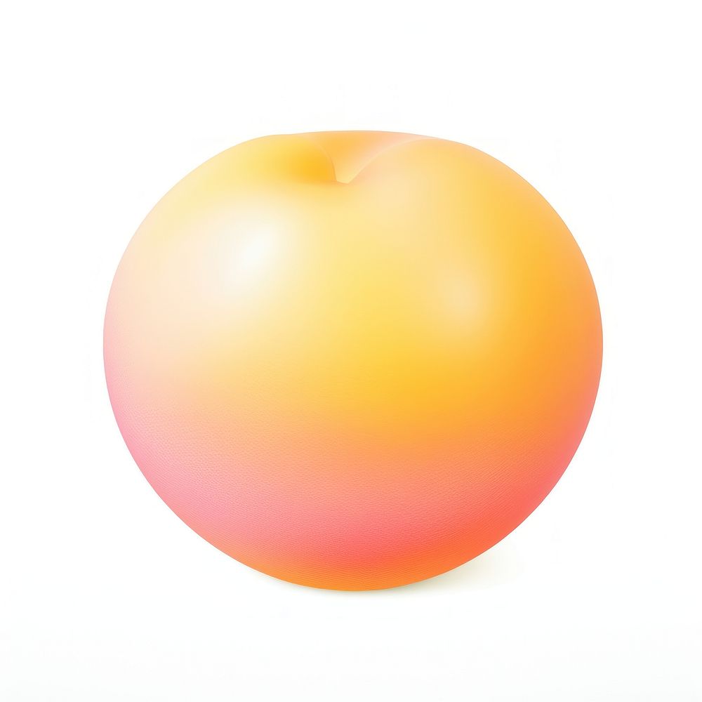 Surrealistic painting of peach sphere plant white background.