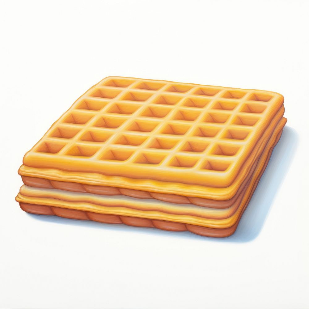Surrealistic painting of waffle food white background confectionery.