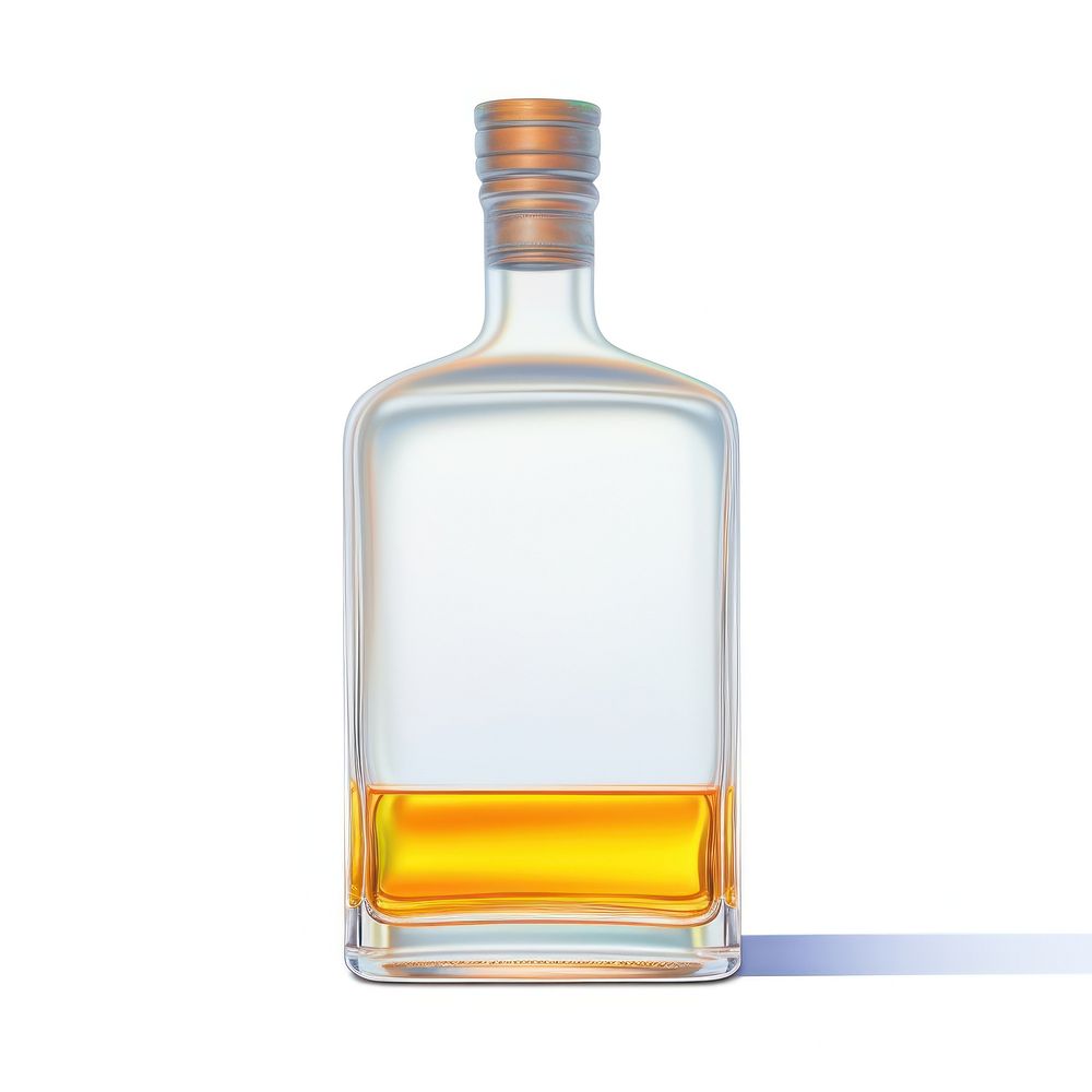 Surrealistic painting of whisky glass drink white background.