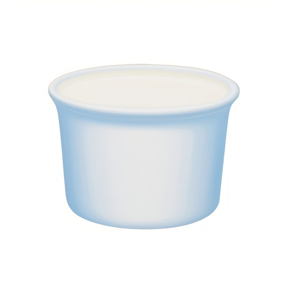 Surrealistic painting of yogurt bowl milk cup.