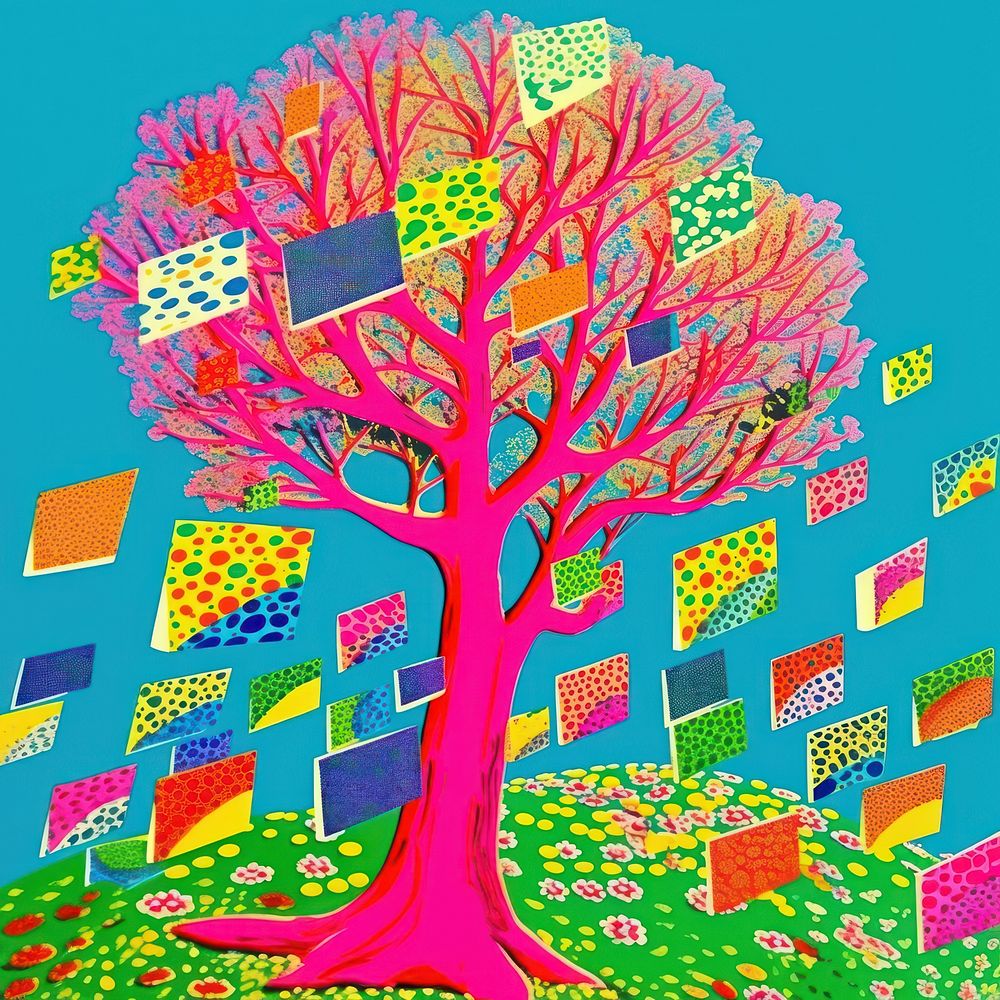 Comic of tree painting pattern art.