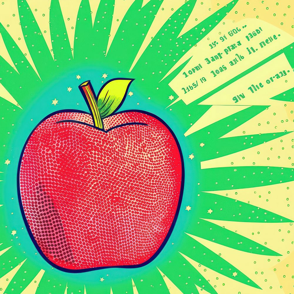 Comic of apple fruit plant text.